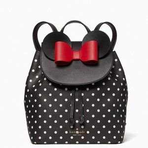 New Kate Spade Disney X Minnie Mouse Backpack Grain Leather Black Multi